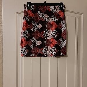 Geometric burgundy , orange and Black Women's mini Skirt